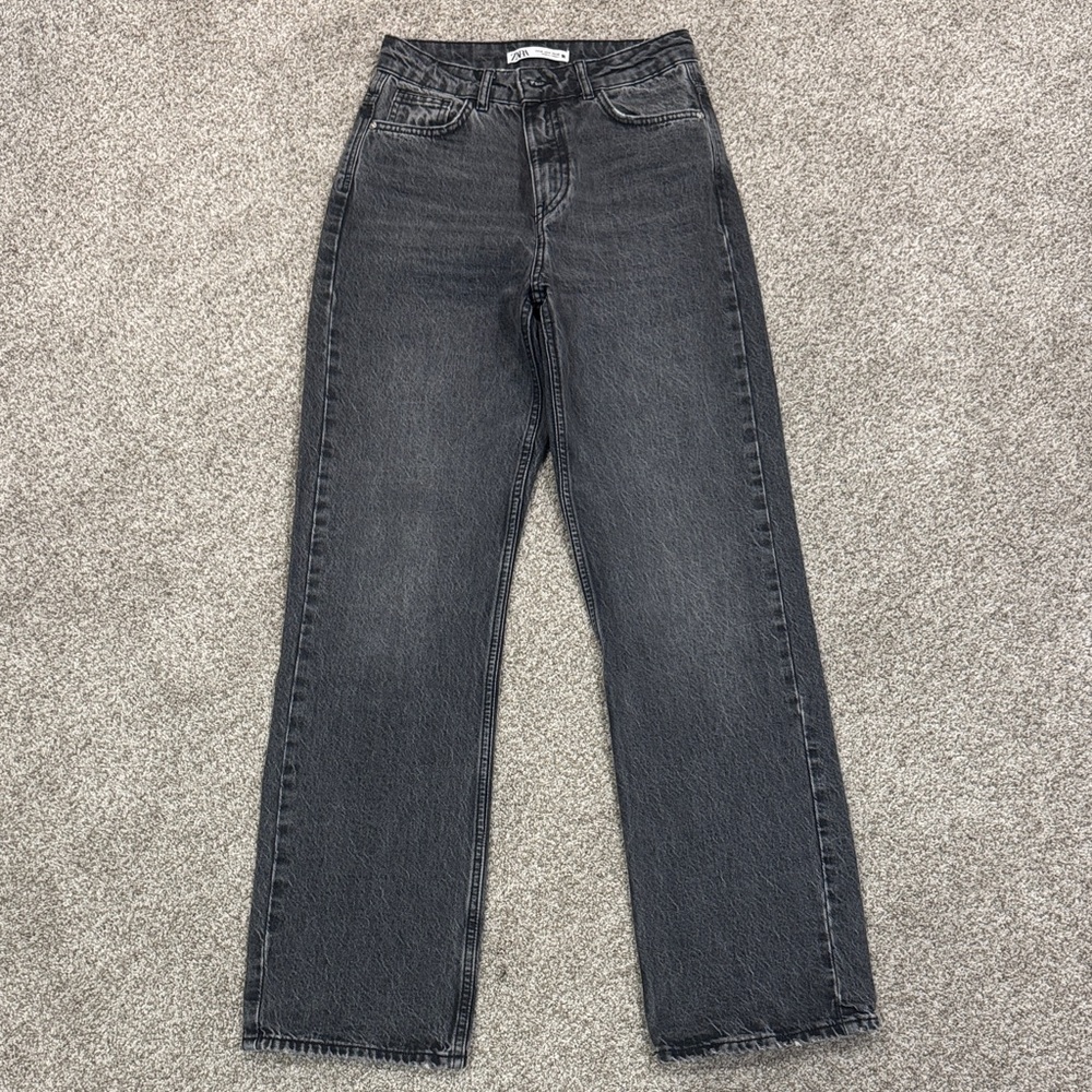 Zara Dark Gray Straight Leg Women's Jeans